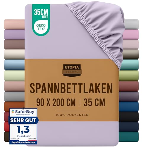 Utopia Bedding - Spannbettlaken 90x200cm - Lavendel... - Maison & Cuisine en promo à 10.24€