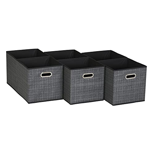 Household Essentials, Black Mix 6 Pack Fabric Storage Bins... - Maison & Cuisine Amazon Royaume-Uni à 20.14€
