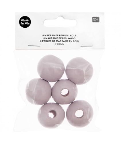 6 perle rotonde - legno grigio - 30 mm - Loisirs Créatifs Amazon Italie à 1.80€