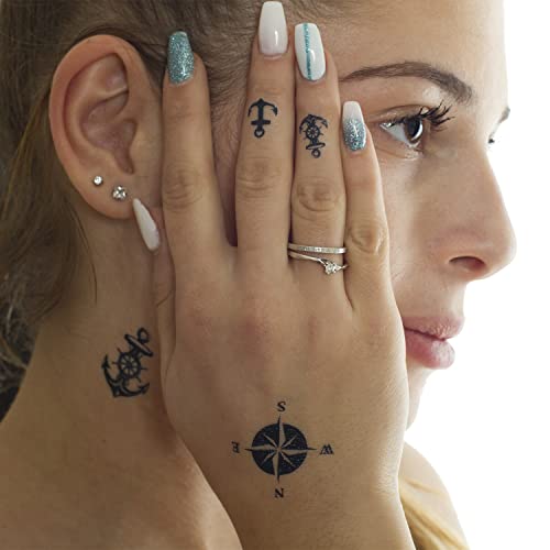 1 x Anker Tattoo Karte - Anker, Steuerrad, Kompass... - Loisirs Créatifs Amazon Allemagne à 1.50€