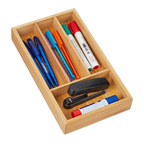 Relaxdays Drawer Organiser, Bamboo, Insert, 4 Compartments... - Home & Kitchen Amazon UK à 19.84€