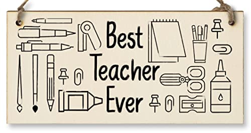 Handmade Wooden Hanging Wall Plaque for the Best Teacher... - Maison & Cuisine Amazon Royaume-Uni à 2.00€