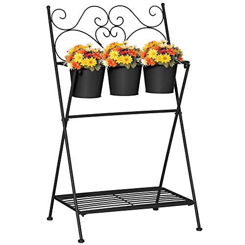 Outsunny Portapiante Scaffale in Metallo Pieghevole, Set... - Jardin & Extérieur Amazon Italie à 26.98€