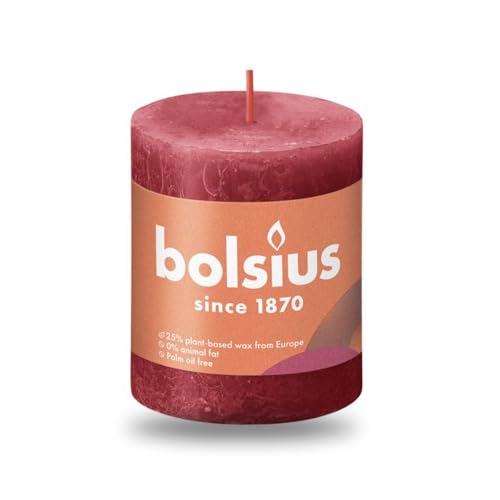 BOLSIUS Bougie pilier rouge rustique délicate 8 cm x 7 cm - Animalerie Amazon France à 3.91€