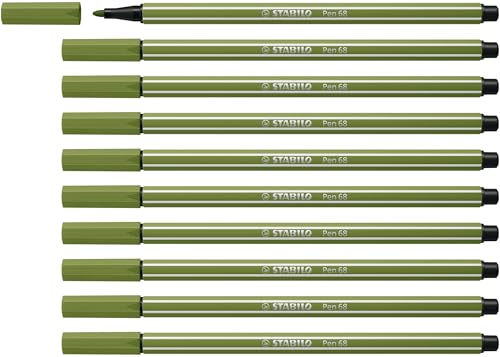 STABILO Pen 68 - Premium Fibre-Tip Pen - Pack of 10 - Moss... - Fournitures Bureau Amazon Royaume-Uni à 5.77€