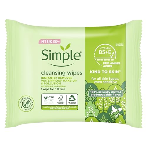 Simple Kind to Skin Bio-Degradable Cleansing Wipes, 25 Pack - Sports & Fitness Amazon Royaume-Uni à 2.25€