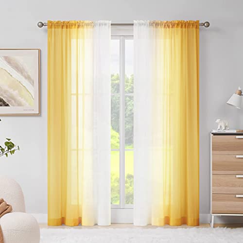 Melodieux Tende trasparenti in chiffon giallo sfumato... - Maison & Cuisine Amazon Italie à 32.70€
