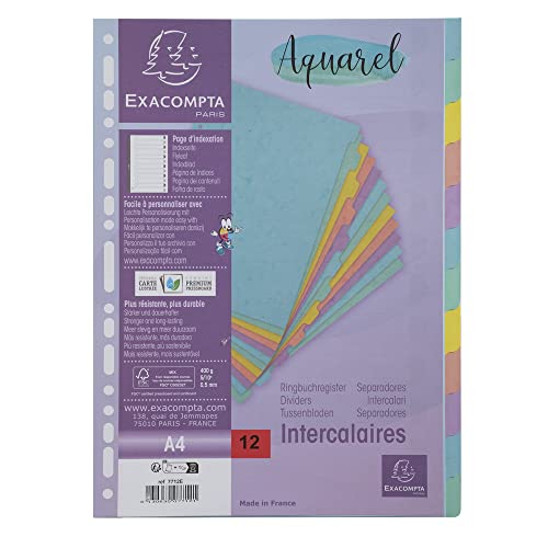Exacompta - Ref. 7712E - Separadores Aquarel - en cartulina... - Jouets & Jeux en promo à 6.20€