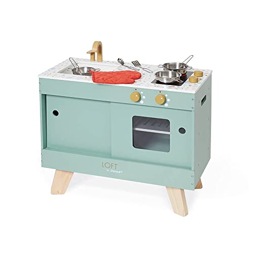 Janod - Loft Wooden Kitchen - Pretend Play Kitchen and Tea... - Jouets & Jeux en promo à 33.11€