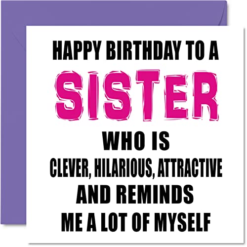 Funny Birthday Cards for Sister - Smart, Funny, Good... - Auto & Moto Amazon Royaume-Uni à 2.15€