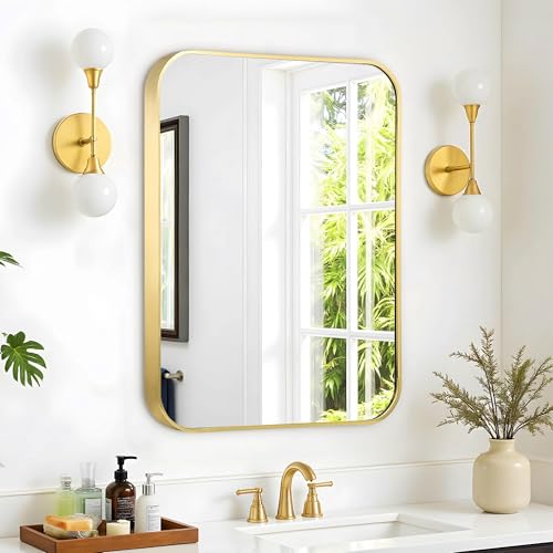 Umzodo 24"x36" Brushed French Gold Metal Framed Rounded... - Maison & Cuisine en promo à 41.73€