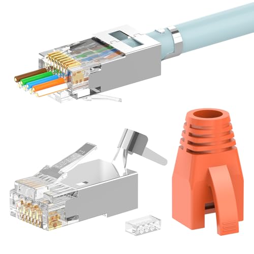 LEENUE 10 Stück RJ45 Stecker CAT 7 Pass Through, Vergoldet... - Sports & Fitness en promo à 7.59€