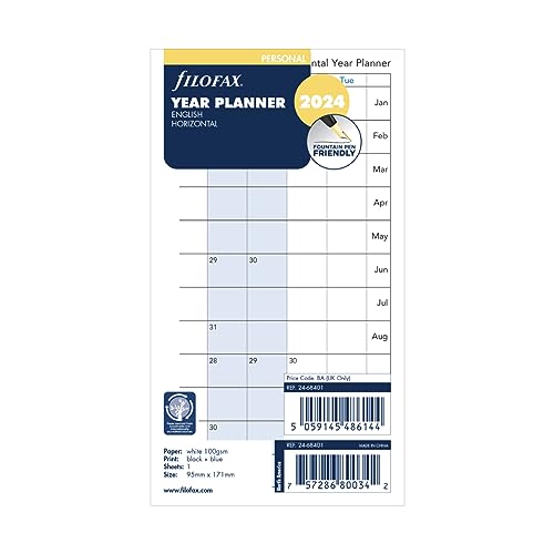 Filofax Planning annuel personnel 2024 horizontal 24-68401 - Fournitures Bureau Amazon France à 14.15€