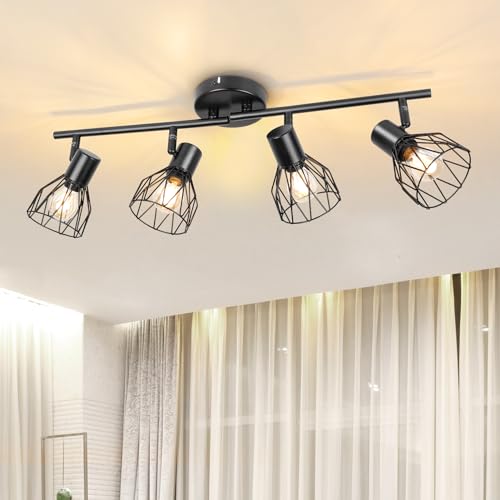 Dehobo Plafonnier Industriel Spots et Rails de Spots Noir... - Maison & Cuisine Amazon France à 25.66€