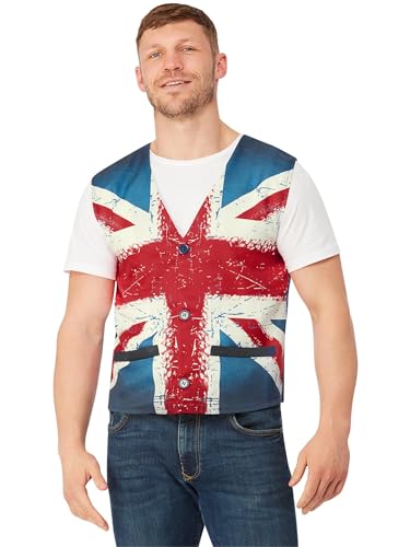 Smiffys Gilet Union Jack, Imprimé de style vintage - Auto & Moto Amazon France à 13.86€