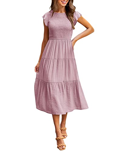MEROKEETY Abito Midi Estivo a Maniche Corte a Smock da... - Amazon Italie à 11.28€