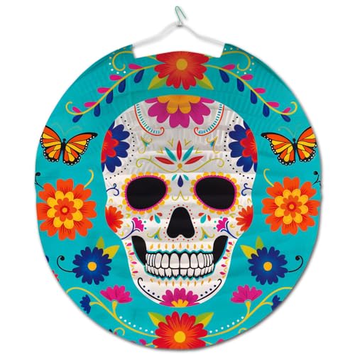 amscan lampion Day of The Dead Papier Bleu Clair/Blanc 25 cm - Maison & Cuisine Amazon France à 3.49€