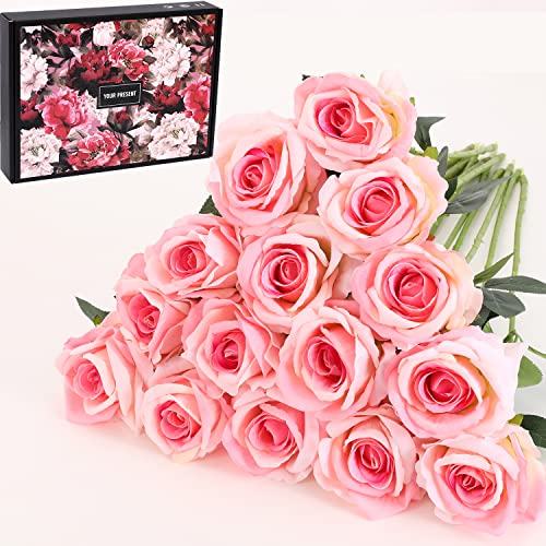 Cloudecor 15Pcs Artificial Roses Velet Real Touch Single... - Home & Kitchen Amazon UK à 8.52€
