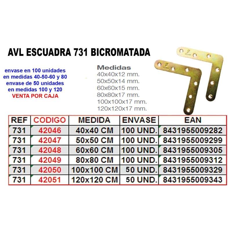 Avl escuadra 731-80x 80 bicromatada avwl-252-80 (caja 100... - Bricolage & Outils Amazon Espagne à 4.35€