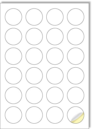 Creavvee 24 Round Label per Sheet, 25 A4 Sheets, Printable... - Bon plan à 2.15€