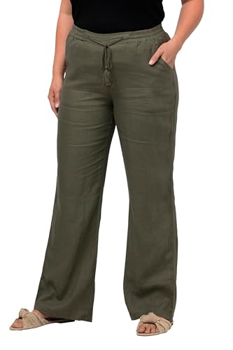 Ulla Popken Leinenhose Pantaloni, Lodengrün, 40W x 32L Donna - Maison & Cuisine en promo à 18.77€