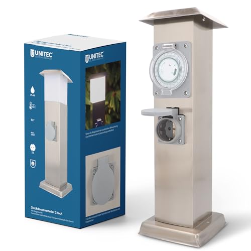 UNITEC Edelstahlsäule mit Zeitschaltuhr und 2... - Bon plan à 12.73€