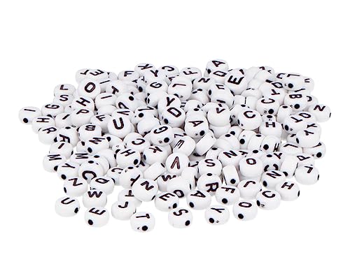 Kunststoffperlen, rund, weiße Buchstaben, 7 mm, 1200 Stück - Amazon Germany à 4.76€