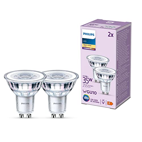Philips, pack de 2 ampoules LED GU10, 35W, blanc chaud non... en promo à 6,05€ (-60%) sur Amazon FR