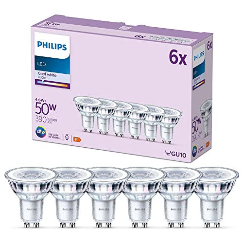 Philips, pack de 6 ampoules LED GU10, 50W, blanc froid non... en promo à 9,49€ (-50%) sur Amazon FR