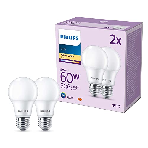 Philips LED E27 Lampe ersetzt 60W, warmweißes Licht (2700... - Maison & Cuisine en promo à 3.99€