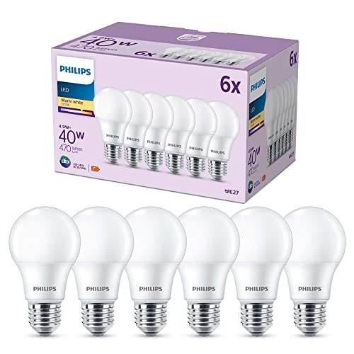 Philips LED Lampadina LED, Luce Bianca Calda, 40W, E27, 6... - Maison & Cuisine en promo à 11.99€