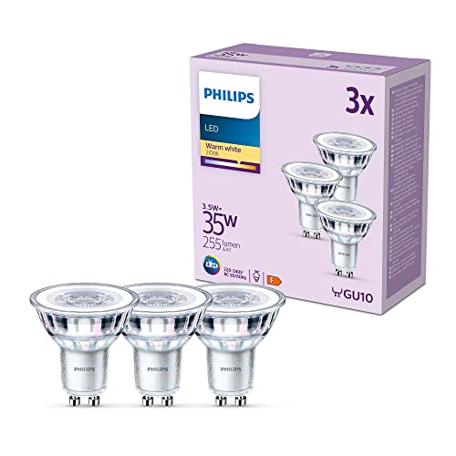 Philips, pack de 3 ampoules LED GU10, 35W, blanc chaud non... en promo à 6,98€ (-57%) sur Amazon FR