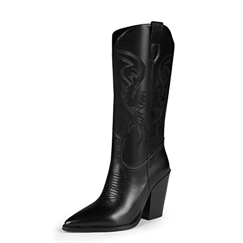 ISNOM Botas vaqueras vaqueras para mujer, punta puntiaguda... - Beauté & Parfums en promo à 29.83€