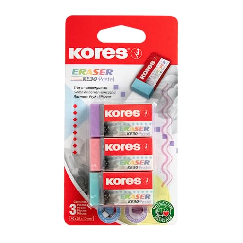 KORES - Borradores de goma de PVC pastel KE-30 - Borradores... - Amazon Espagne à 4.07€