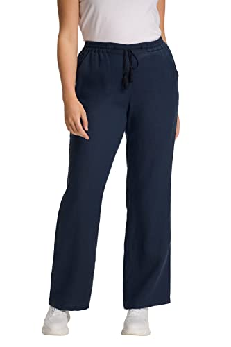 Ulla Popken Leinenhose Pantaloni, Marine, 36W / 32L Donna - Maison & Cuisine en promo à 47.14€