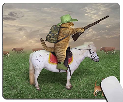 Funny Cat Cowboy Mouse Pad with Non-Slip Rubber Base... - High-Tech & Électronique en promo à 1.92€