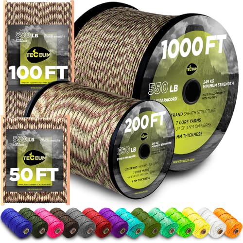 TECEUM Paracord Tipo III 550 Camo – 15 m – 4mm – Cuerda... - Amazon Espagne à 11.06€
