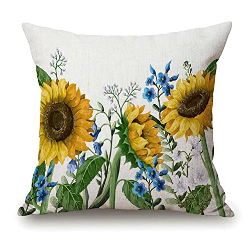 Ink Painting Watercolor Yellow Sunflowers Blue Flowers... - Maison & Cuisine Amazon Royaume-Uni à 0.92€