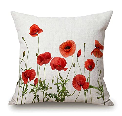 Red Poppy Pillow Cover 18x18 Inch Floral Farmhouse... - Vente Flash Amazon -92%