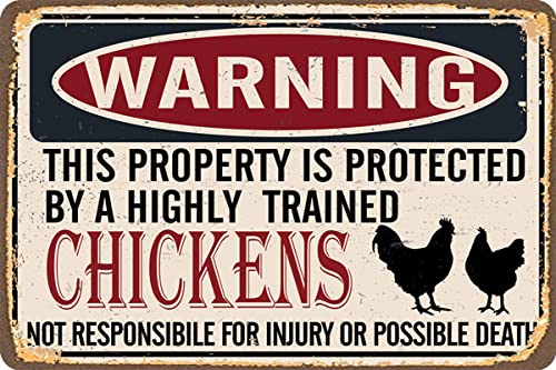 Chicken Coop Signs Metal Sign Warning Property Protected by... - Sports & Fitness Amazon Royaume-Uni à 1.00€