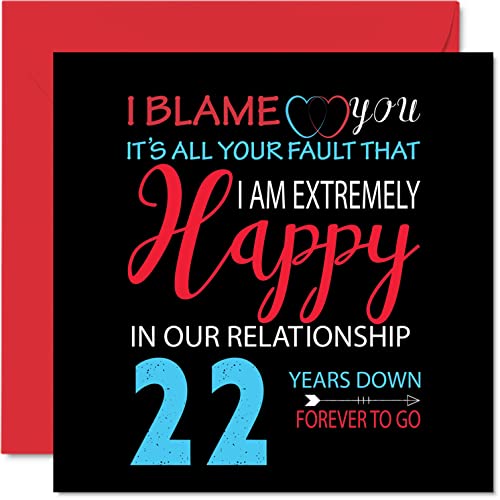 Stuff4 Tarjeta de felicitación de 22º aniversario de boda... - Amazon Espagne à 6.95€