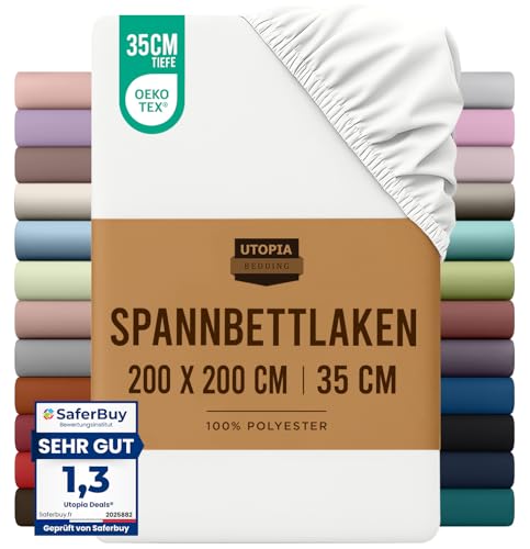 Utopia Bedding - Spannbettlaken 200x200cm - Weiß - Oeko-Tex... - Maison & Cuisine Amazon Allemagne à 11.29€