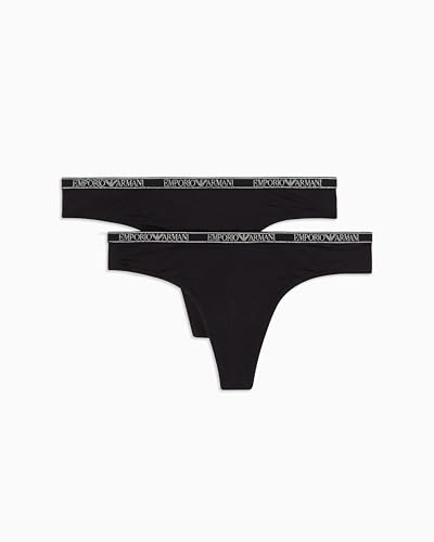 Emporio Armani Woman Essential Studs 2-Pack Thong Black XL - Amazon Royaume-Uni à 20.70€