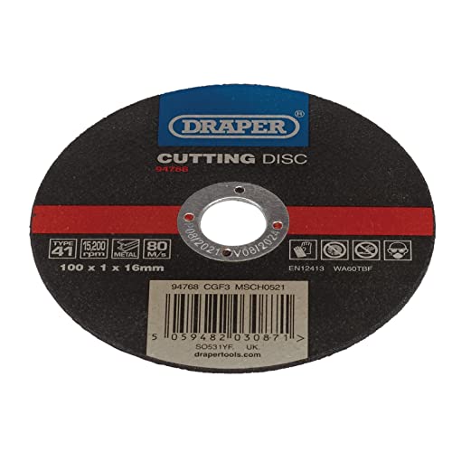 Draper 94768 Metal Cutting Disc, 100 x 1 x 16mm - Amazon Royaume-Uni à 1.06€