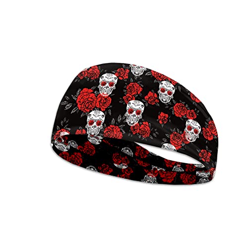 Women's Yoga Sweatband Red Roses Skulls Print Sport... - Sports & Fitness Amazon Royaume-Uni à 1.50€
