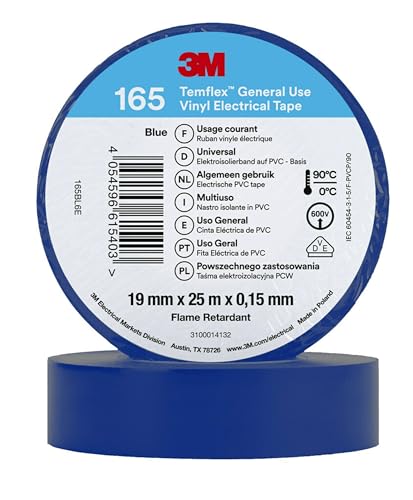 3M Temflex™ 165 165BL6E Ruban isolant Temflex™ 165 bleu (L... - High-Tech & Électronique Amazon France à 1.69€