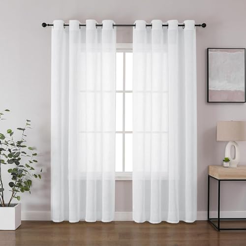 CUCRAF Voile Gardinen Leinenoptik Weiß mit Ösen Vorhänge... - Home & Kitchen Amazon Germany à 6.71€