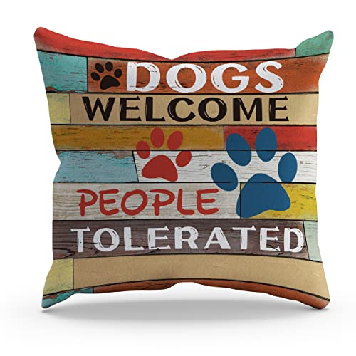 BXFAHZJ Funny Dogs Welcome People Tolerated Throw Pillow... - Maison & Cuisine en promo à 1.00€