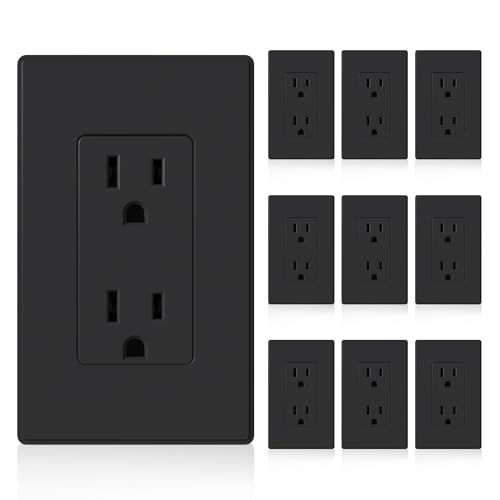 Wall Receptacle Sockets 2003A Matte Black with Wall Plate... - Maison & Cuisine Amazon Royaume-Uni à 12.06€