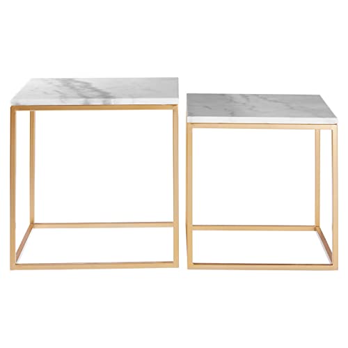 Premier Housewares Set of 2 Square Cuboid Side Tables, Lamp... - Home & Kitchen Amazon UK à 64.00€